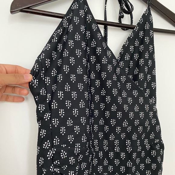 Black Wrap Halter One Piece Swimsuit - Picture 3 of 9